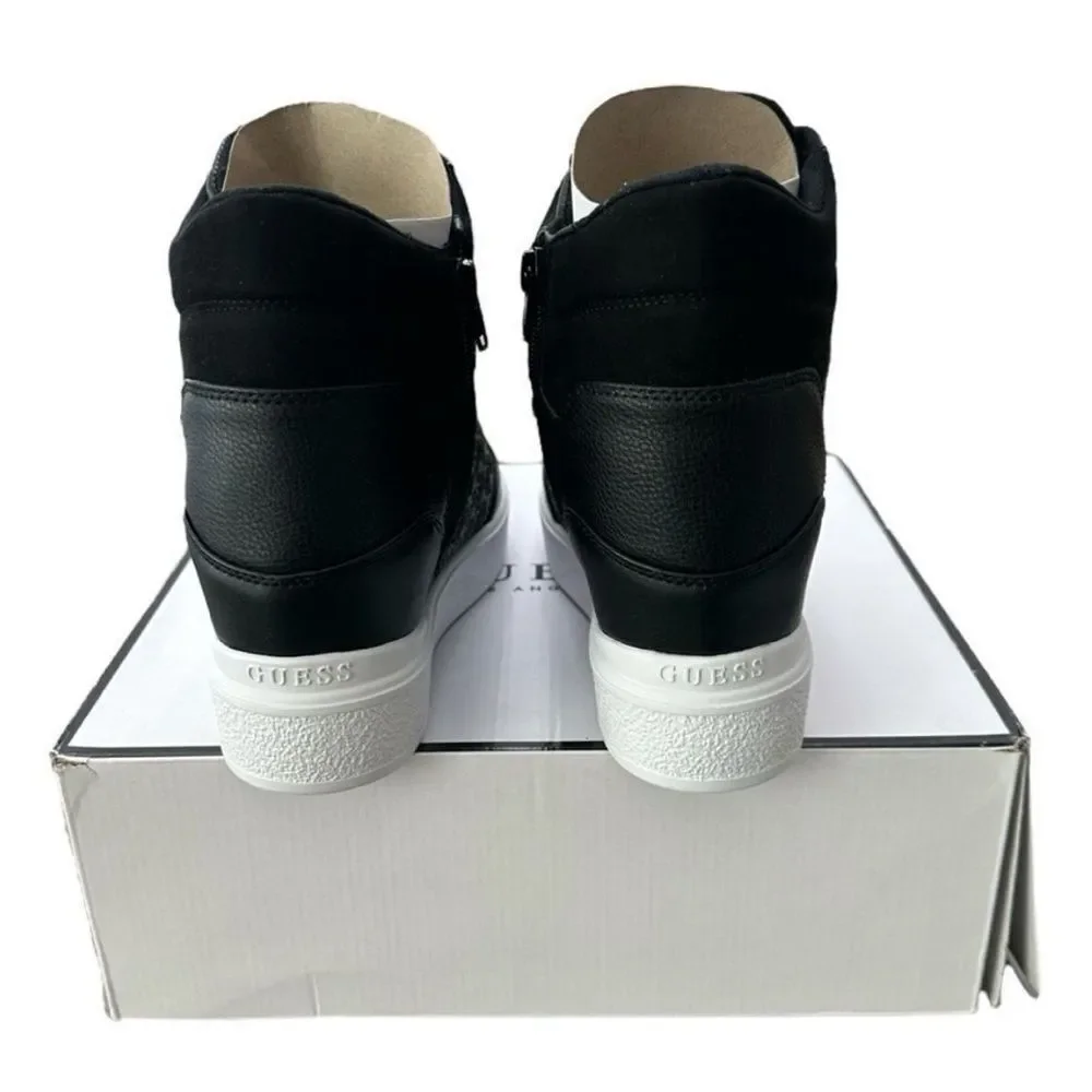 GUESS Blairin 4 Black Hidden Wedge High Top Sneakers Zip NWT 9.5
